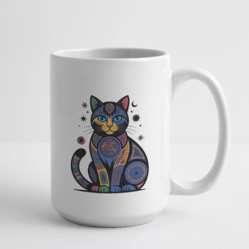 Vibrant Geometric Cat Mandala - Coffee/Tea Mug 15 oz
