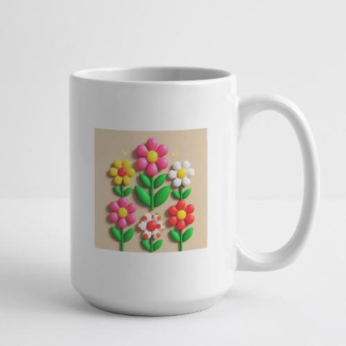 3D Flowers and Butterflies in Amber, Floral Design - Coffee/Tea Mug 15 oz