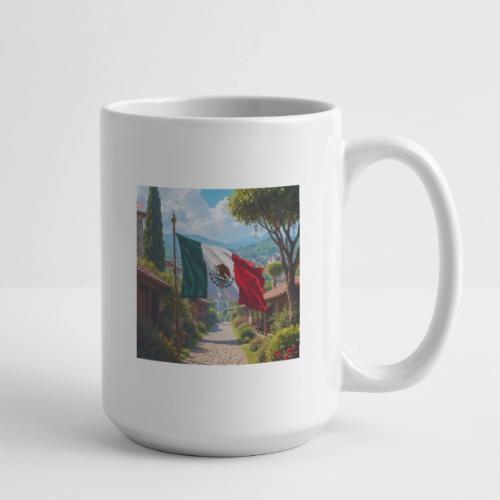 Mexican flag surrounded by nature and magic town - Coffee/Tea Mug 15 oz