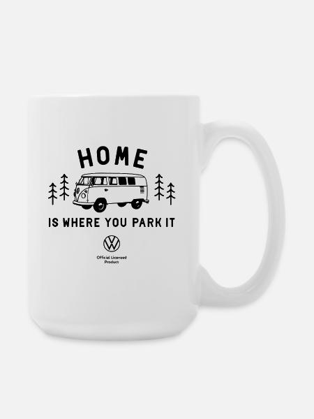 Volkswagen VW Bulli Home Is Where You Park It - Coffee/Tea Mug 15 oz - white