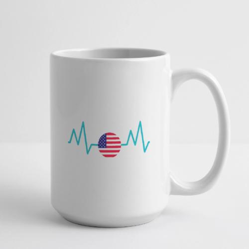 Heartbeat USA Flag – Patriotic American Pride Tee - Coffee/Tea Mug 15 oz