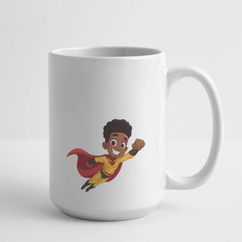 Flying Cartoon Superhero Boy in Red Cape - Coffee/Tea Mug 15 oz