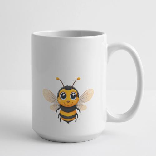 Happy Cartoon Baby Bee with Open Wings - Coffee/Tea Mug 15 oz