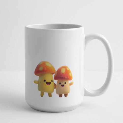 Joyful Cartoon Mushroom Duo - Coffee/Tea Mug 15 oz