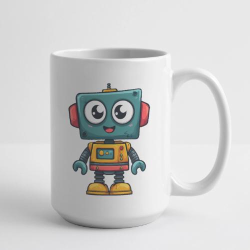 Cute Cartoon Robot Standing with a Smile - Coffee/Tea Mug 15 oz