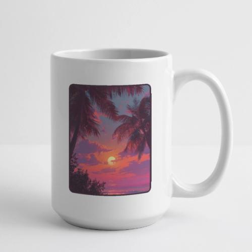 Tropical Sunset Palm Silhouette Design - Coffee/Tea Mug 15 oz