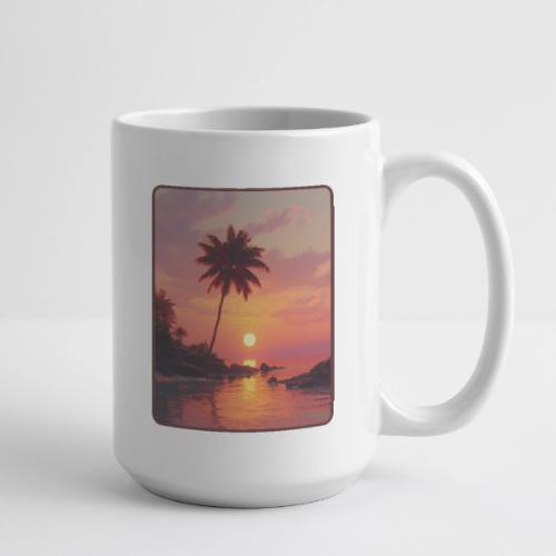 Tropical Beach Sunset Palm Design - Coffee/Tea Mug 15 oz