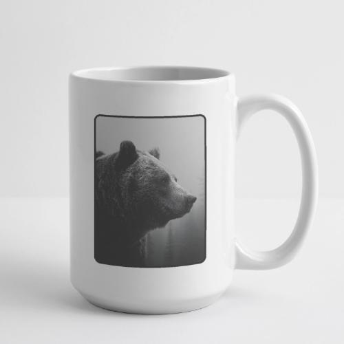 Grizzly Bear Black White Portrait Design - Coffee/Tea Mug 15 oz