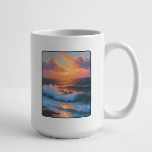Sunset Storm Waves Oil Painting - Coffee/Tea Mug 15 oz