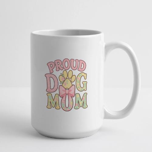 Proud Dog Mom Floral Paw Bow - Coffee/Tea Mug 15 oz