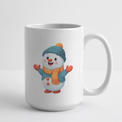 Joyful Cartoon Snowman with Winter Outfit - Coffee/Tea Mug 15 oz