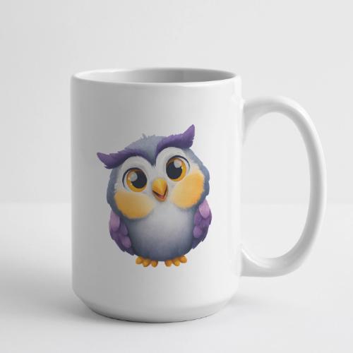 Colorful Cartoon Baby Owl with Big Sparkling Eyes - Coffee/Tea Mug 15 oz