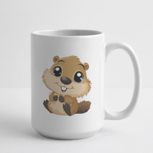 Adorable Cartoon Baby Beaver with Big Eyes - Coffee/Tea Mug 15 oz