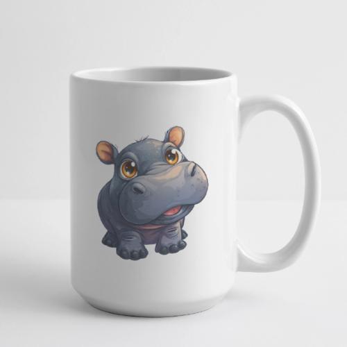 Cute Cartoon Baby Hippo with Big Innocent Eyes - Coffee/Tea Mug 15 oz