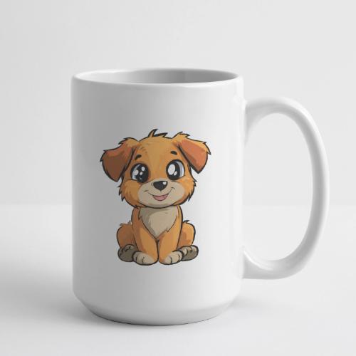 Cute Sitting Puppy Cartoon with Big Eyes - Coffee/Tea Mug 15 oz