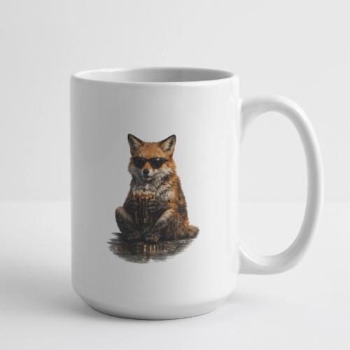 Cool Red Fox Wearing Sunglasses Drinking Coffee - Coffee/Tea Mug 15 oz