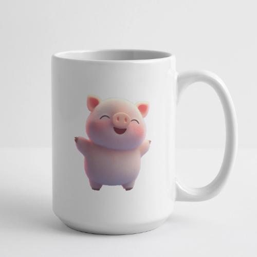 Cute Cartoon Baby Pig Standing Arms Up - Coffee/Tea Mug 15 oz