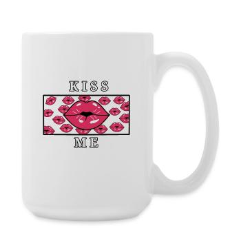 Kiss Me – Bold Lips Art - Coffee/Tea Mug 15 oz - white - Right