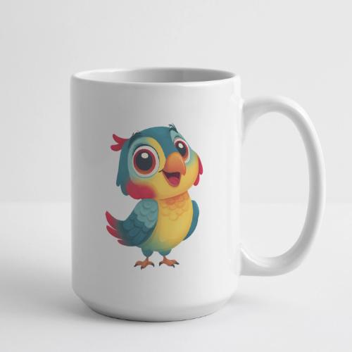 Bright Cartoon Parrot with Joyful Expression - Coffee/Tea Mug 15 oz