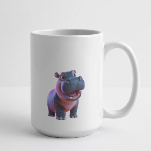 Smiling Cartoon Baby Hippo Standing - Coffee/Tea Mug 15 oz
