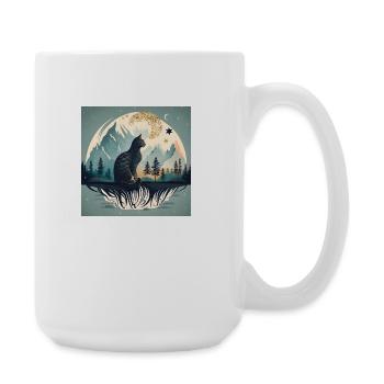 Cat Planet Earth Fantasy Art - Coffee/Tea Mug 15 oz - white - Right