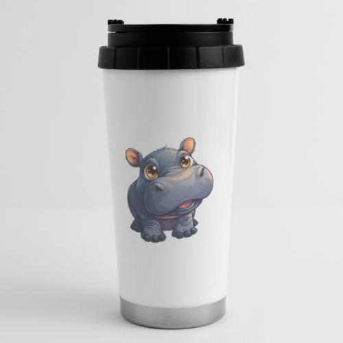 Cute Cartoon Baby Hippo with Big Innocent Eyes - 16 oz Travel Mug
