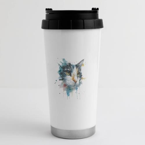 Watercolor cat face - 16 oz Travel Mug