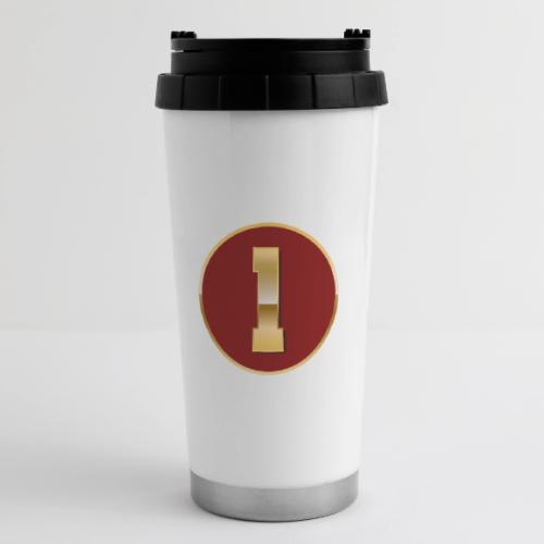 Number 1 in Gold Varsity Font - 16 oz Travel Mug