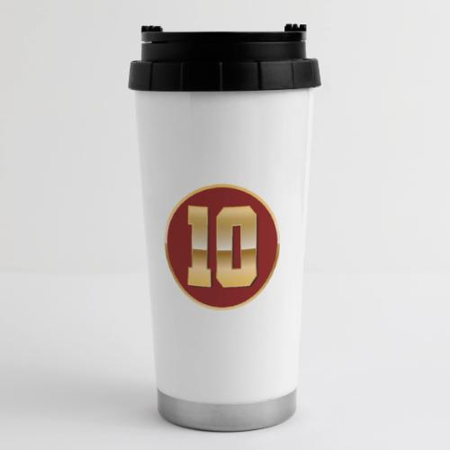 Number 10 in Gold Varsity Font - 16 oz Travel Mug