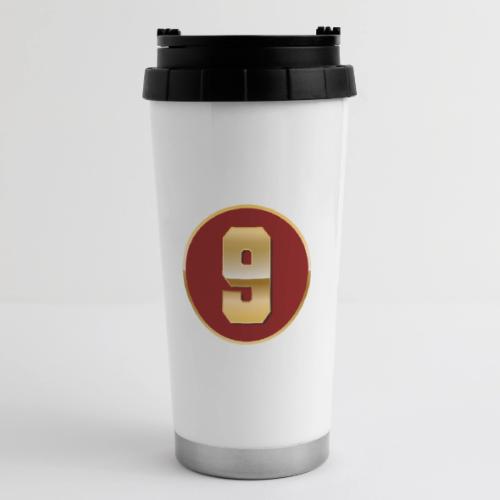 Number 9 in Gold Varsity Font - 16 oz Travel Mug