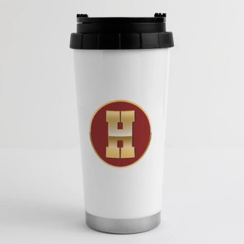 Letter H – Capital Varsity Alphabet Monogram - 16 oz Travel Mug