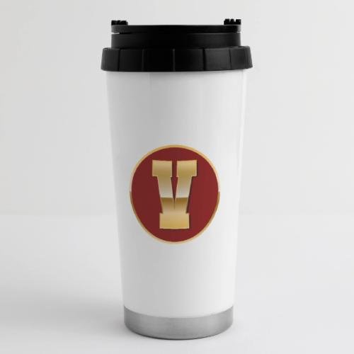 Letter V – Capital Varsity Alphabet Monogram - 16 oz Travel Mug
