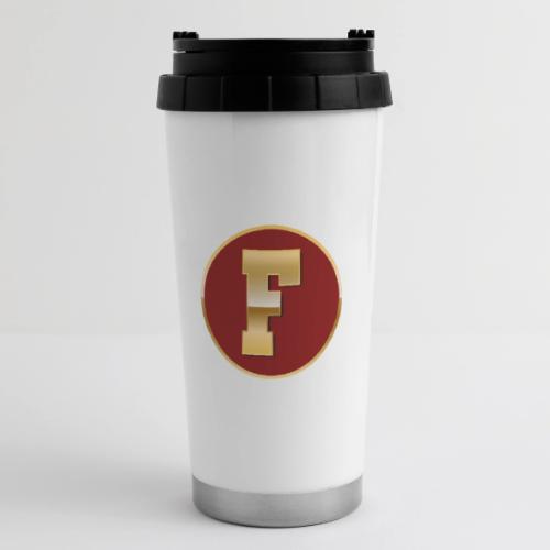 Letter F – Capital Varsity Alphabet Monogram - 16 oz Travel Mug