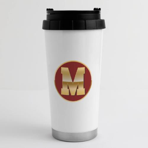 Letter M – Capital Varsity Alphabet Monogram - 16 oz Travel Mug