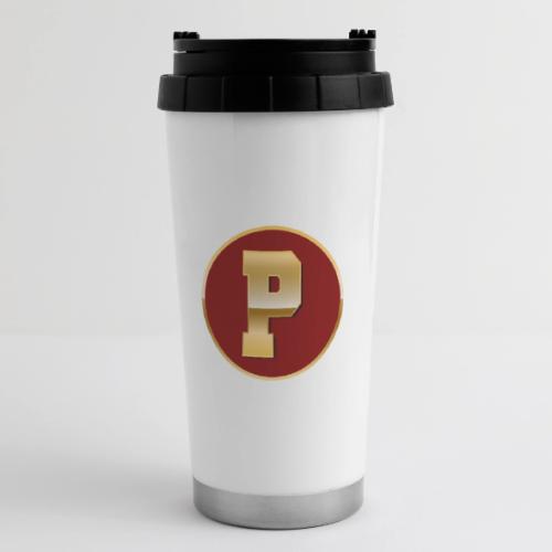 Letter P – Capital Varsity Alphabet Monogram - 16 oz Travel Mug