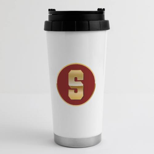 Letter S – Capital Varsity Alphabet Monogram - 16 oz Travel Mug