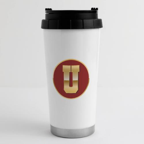 Letter U – Capital Varsity Alphabet Monogram - 16 oz Travel Mug