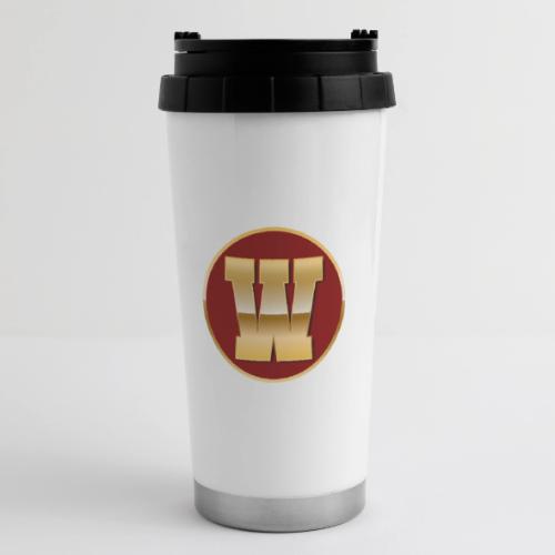 Letter W – Capital Varsity Alphabet Monogram - 16 oz Travel Mug