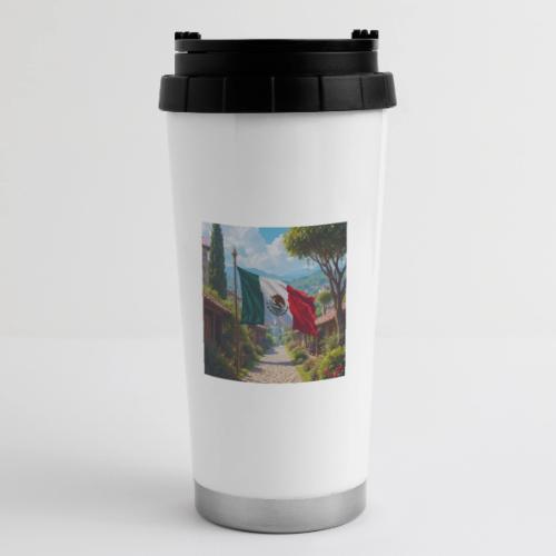 Mexican flag surrounded by nature and magic town - 16 oz Travel Mug