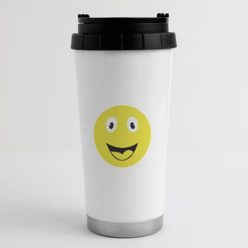 Yellow Happy Face Print - 16 oz Travel Mug