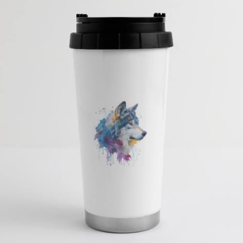 Splash-Art Wolf Head - 16 oz Travel Mug