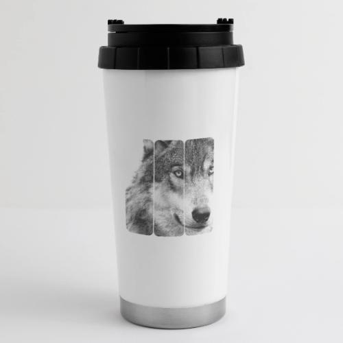 Wolf Face Triptych: Silent Alpha - 16 oz Travel Mug