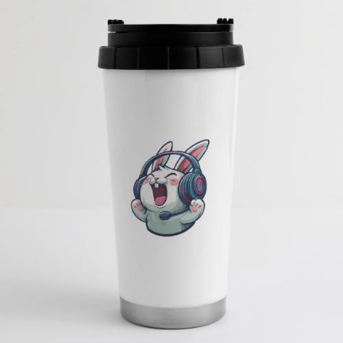 Gamer Bunny Headset Cartoon Design - 16 oz Travel Mug