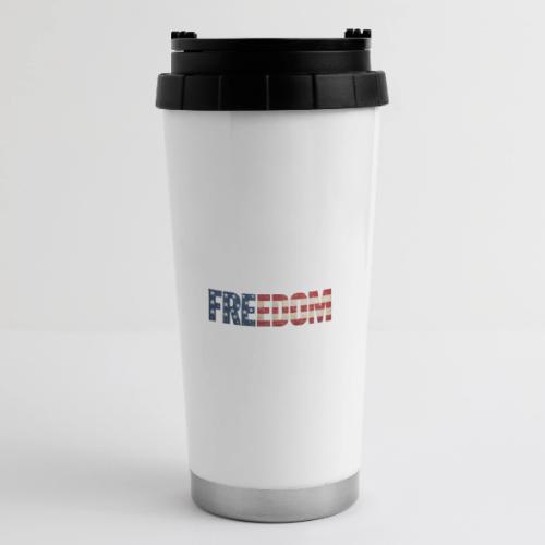 Freedom American Flag Distressed Patriotic Shirt - 16 oz Travel Mug