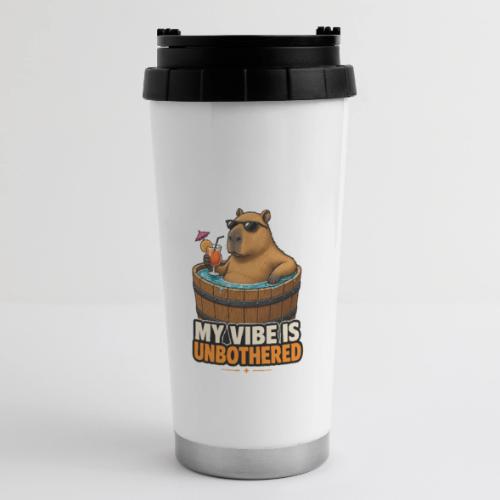 Unbothered Beaver in Wooden Tub - 16 oz Travel Mug