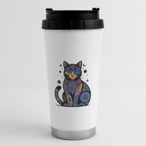 Vibrant Geometric Cat Mandala - 16 oz Travel Mug
