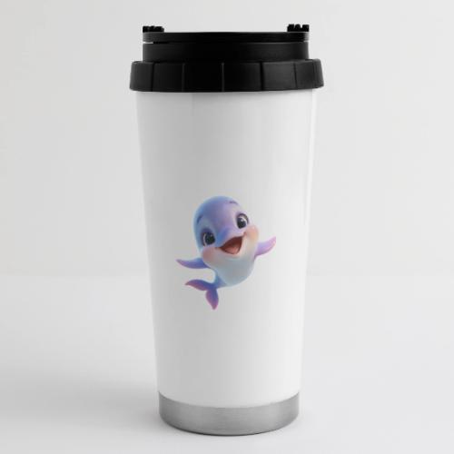 Purple-White Smiling Baby Dolphin - 16 oz Travel Mug