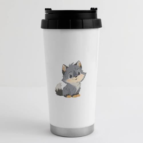 Cute Cartoon Baby Wolf with Innocent Eyes - 16 oz Travel Mug