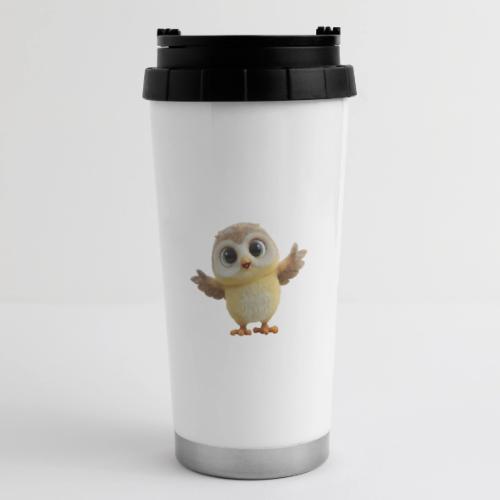 Cute Cartoon Baby Owl with Wings Open - 16 oz Travel Mug