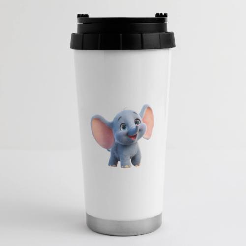 Playful Baby Elephant with Big Eyes - 16 oz Travel Mug